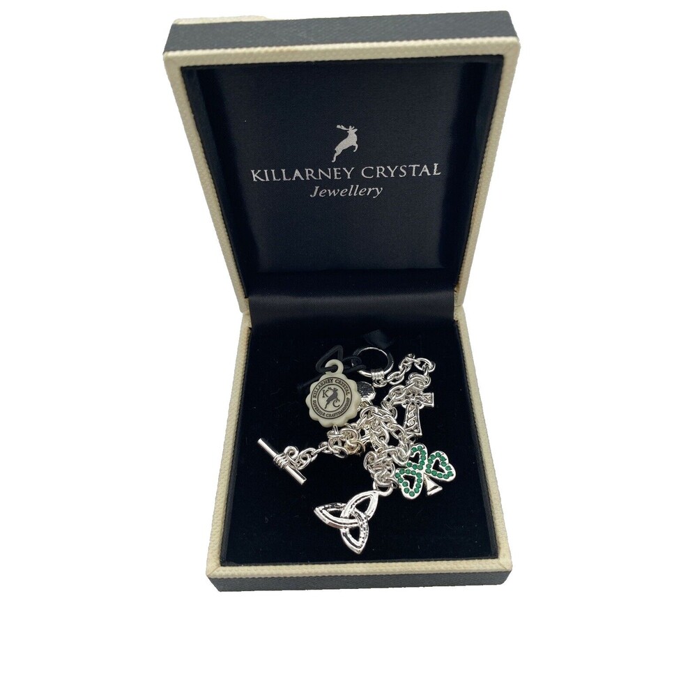 Authentic Killarney Crystal Charm Bracelet Made In Ireland With Box